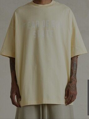 Essentials Fear of God State Heavy T Shirt Men's Size Medium Oversized Yellow